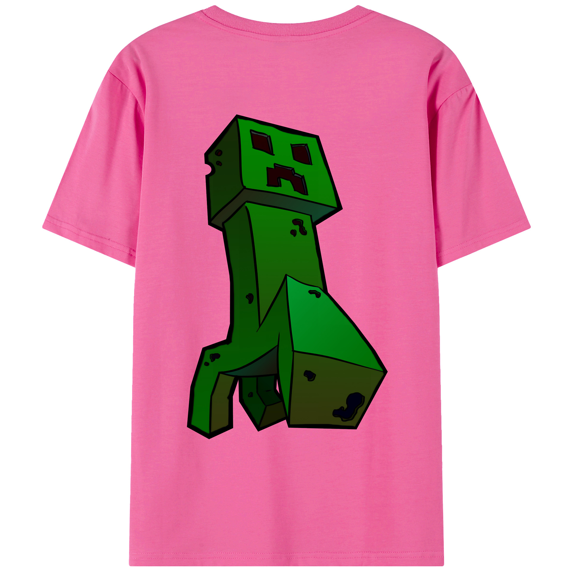 （画像用） マインクラフト ブロックの世界 Minecraft MC Block world レディース半袖Tシャツ(バックプリント)